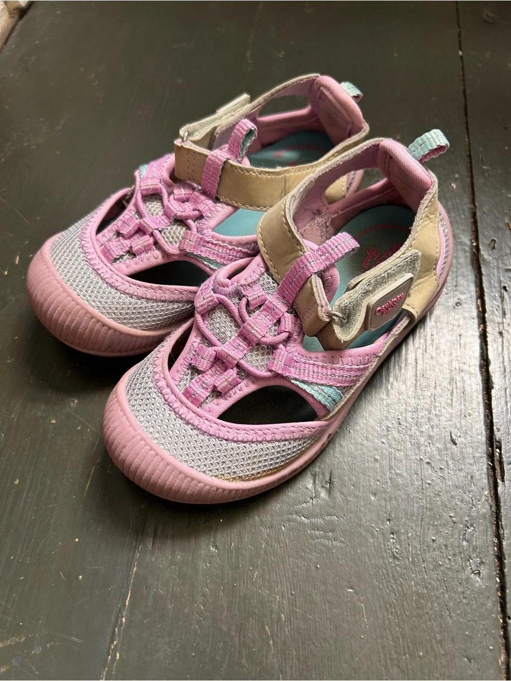 OshKosh Everplay Flexible Outsole Bump Toe‎ Sandal Toddler Size 9 Pink Water